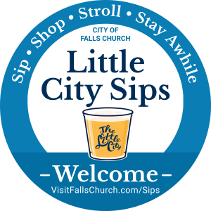 Little City Sips Welcome Location sign indicating visitors may bring official Little City Sips beverages into participating businesses.